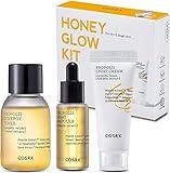 COSRX Honey Glow Kit, Korean Skin Care Set with Propolis Facial Toner, Serum, & Cream, Mini Travel Essentials, Deep Moisture, Hydration, Nourishment, Travel Size Gift Set, Korean Skin Care