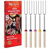 Marshmallow Roasting Sticks, Telescoping Smores Sticks for Open Fire Pit, 32 Inch Long Marshmallow Toasting Barbecue Forks S’mores Skewers for Campfire Camping Hotdog Hot Dog Bonfire Grill, 5 Pack