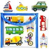 PENGFULL Felt Transportation Vehicles Learning Pieces,48 Felt Board Pieces for Felt Flannel Board,Air Land Sea Airplane Learning for Toddlers for Kindergarten,Preschool,Toddlers