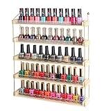 J JACKCUBE DESIGN Wall Mount Gold Metal and Wood Nail Polish Display Shelves Rack Organizer Holds 60 Bottles (5 Tier) - MK543A