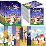 Moinchore 30 Pcs Small Christmas Nativity Story Books 4.1x5.5 Inch Bible Christian Story Books Bulk The Nativity Story of Jesus Birth Books Religious Prizes for Party Sunday School Church Bag Filler