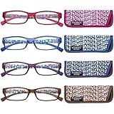 Madison Avenue 4 Pack Multicolor Blue Light Blocking Reading Glasses for Women Spring Hinge +3.0