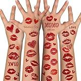 Valentines Pajamas for Women - 120 Pack Kiss Tattoos Temporary - Valentines Day Outfit Sweater Shirts Dress | Rose Heart Stickers | Valentines Day Gifts Accessories Party Favors Crafts Decor