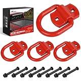 Nilight 4 PCS D Ring Tie Down Anchor 1/2" Heavy Duty Rings with Screws Bolts on Trailer Truck Bed Cargo 12000 Lbs Break Strength Hook Red