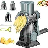 Eleko Meyar Cheese Grater with Handle, Multifunctional Manual Rotary Cheese Grater - Cheese Shredder Easily Chop Carrots, Potatoes, Vegetables and Fruits and Easy to Clean(blue)