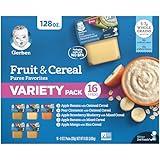 Gerber 2nd Foods Fruit and Cereal Puree Favorites Baby Food, Variety Pack, 4 oz Tubs (32 Pack)