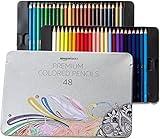 Amazon Basics Premium Colored Pencils 48 Count, Soft Core, Multicolor, Back to School Supplies (Pack of 1)