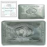 Unique Metals 1 Troy Ounce (Oz) Bullion Titanium Bar Paperweight Metal with Certificate of Authenticity | Made in USA .999 Pure Titanium bar by Unique Metals