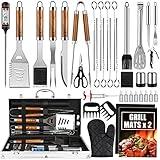 Cifaisi BBQ Grill Accessories Set, 38Pcs Stainless Steel Grill Tools Grilling Accessories with Aluminum Case, Thermometer, Grill Mats for Camping/Backyard Barbecue, Grill Set for Men Women