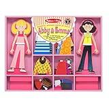 Melissa & Doug Abby and Emma Deluxe Magnetic Wooden Dress-Up Dolls Play Set (55+ pcs) Magnetic Paper Dolls for Kids Ages 3+