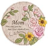 Evergreen Garden Memorial Stone | Mom, Not a Day Goes by | 12 Inches Wide | Remembrance for Loved One | Décor for Homes, Lawn, Outdoor or Indoor