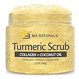 Exfoliating Body Scrub Turmeric Body Scrub and Skin Exfoliator with Collagen and Coconut Oil Gently Exfoliate Face Body Hand and Foot Scrub Moisturizing Body SkinCare products by M3 Naturals