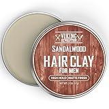 Viking Revolution Sandalwood Hair Clay for Men - Matte Finish Mens Hair Clay - Texturizing Clay Hair Product Men with Jojoba and Vitamin E - Clay Pomade for Men Effortless Hair Styling Cream (2 oz)