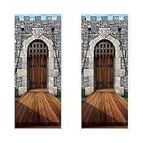 Beistle 2-Pack Castle Door Covers, Enchanted Entrance Castle Decorations for Fantasy Themed Parties, Thin Plastic Royal Medieval Wall Decor, 6' x 30"