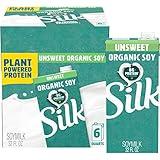 Silk Shelf-Stable Organic Soy Milk, Unsweetened, Dairy-Free, Vegan, Non-GMO Project Verified,32 Fl Oz(Pack of 6)