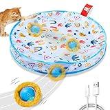 Potaroma Interactive Cat Toys, Fast Rolling Ball in Play Mat, Automatic Motion Activated Moving Ball Hide and Seek Game for Indoor Exercise Kicker, 28 Inch Play Mat