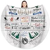 Kahutdes Camping Blanket Gifts, Cool Camping Gifts for Women/Men, Gifts for Camper, Camp Gifts for Girls/Boys, Funny Camping Gifts for Couples, Campsite Essentials Round Throw Blanket 60 Inch