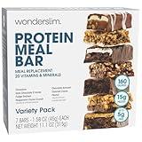 WonderSlim Meal Replacement Protein Bar, Variety Pack, 15g Protein, 20 Vitamins & Minerals (7ct)