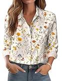 Zeagoo Button Down Shirts for Women Dressy Floral Printed Long Sleeve Blouse Business Casual Work Tops