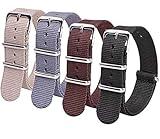 Ritche Christmas Gift 18mm Nylon Strap Nylon Watch Band Compatible with Seiko 5 Watch for Men Women (4 Packs), Valentine's day Gifts for him or her, White Elephant Gifts, Stocking Stuffers for Men