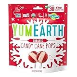 YumEarth Organic Candy Cane Lollipops - Individually Wrapped Peppermint Pops - Dye Free, Allergy Friendly, Non GMO, Gluten Free, Vegan - 30 Count (Pack of 1)