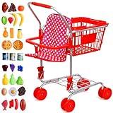 Shop 'N' Go Toy Shopping Cart for Kids and Toddler - Includes Food - Folds for Easy Storage - with Sturdy Metal Frame Pretend Play Food Role Play, Educational Toy (Doll Not Included)