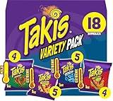 Takis 18 pc / 1 oz Variety Pack, Assorted Flavored Mixed Rolled Tortilla Chips – (5) Fuego, (5) Blue Heat, (4) Nitro, (4) Crunchy Fajitas