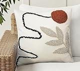 Merrycolor Abstract Boho Pillow Covers Tufted Mid Century Modern Throw Pillows Minimalism Aesthetic Textured Pillow Cover Sun Leaf Boho Pillows Decorative Throw Pillows for Bed Couch Sofa,18x18