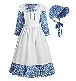 ReliBeauty Pioneer Girl Dress Colonial Prairie Costume Blue 160