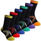 SeeyAN Kids Socks Boys Crew Athletic Half Cushioned Cotton Sport Running Arch Support Breathable Socks 6 Pairs (6 Pairs Black, 9-12 Years)