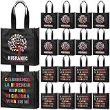 Yeyeplum 20 Pcs Hispanic Heritage Month Non Woven Bags 8.7 Inch Stitch Gift Tote Bags with Handles Reusable Goodie Treat Candy Bags for National Latin American Hispanic Heritage Month Decorations