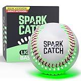 SPARK CATCH Light Up Baseball, Glow in The Dark Baseball, Sports Gear Accessories Gifts for Boys 8 9 10 11 12 13 14 15 Years Old, Kids Teens All Ages Gift Ideas (Impact-Activated version) (Neon Green)