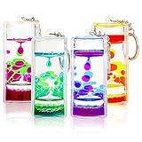 OCTTN 4 Pack Colorful Liquid Motion Keychain, Acrylic Sensory Toy for Stress Relief, Holiday Gift for Kids & Adults