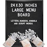 Black Large Letter Board 24x30 Inch, Big Felt Menu Board, Large Felt Letter Board, Large Menu Board, Felt Board Large Message Board, Large Black Letter Board Sign, Felt Menu Display Board with Letters