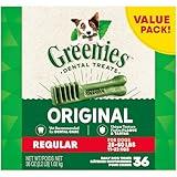 Greenies Original Regular Natural Dog Dental Care Chews Oral Health Dog Treats, 36 count (Pack of 1)