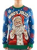 Ugly Christmas Party Knitted Ugly Christmas Sweater - Funny Santa Sweater - Unique Ugly Christmas Sweater for Men and Women - Who's Jolly - XL