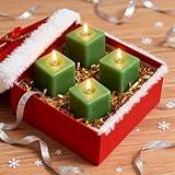 Nuanchu 4 Pack Bayberry Square Votive Candle Natural Christmas Scented Votive Candles Strong Scented Pure Bayberry & Beeswax Blend for Christmas Holiday Collection