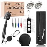Baypearl Golf Accessories Kit,Golf Cleaning Kit - Golf Towel,Club Brush,2 Golf Line Stencils,4 Permanent Markers,Tee Holder,Putting Alignment Marker,Golf Ball Cleaning Pouch,Golf Gifts for Men & Women