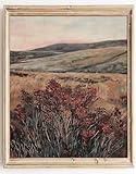 Kizbok Vintage Wall Art Decor, Moody Maroon Wildflower Landscape Canvas Prints Farmhouse Wall Decor Antique Red Pastoral Scenery Home Decor Vintage Flower Landscape Art Pictures for Gallery Bedroom Bathroom Office Decor(8" x 10"-UNFRAMED)