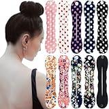 10 Pcs Hair Bun Maker French Magic Twist Donut Hair Bun Snap Roll Sponge Bun Donut Lazy Hair Curler Tool Flexible Chignon Donut Quick Twister Hair Styling Accessories for Women Girls (9 INCH)