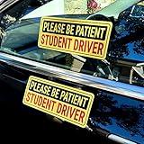 Stickios Non-Magnetic Student Driver Stickers - Removable Student Driver Decals for Cars & Windows - Paint-Safe Student Driver Signs (10x4 inches, 2-Pack)