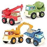 Olbyefly Construction Toys for 2 3 4 5 Years Old Boys Girls Kids Toddlers, Sandbox Excavator Toy Construction Truck Toys Vehicles Dump Crane Cement Mixer Truck, Christmas Birthday Gifts