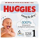 Huggies Size 1 Diapers, Snug & Dry Newborn Diapers, Size 1 (8-14 lbs), 128 Count, Packaging May Vary