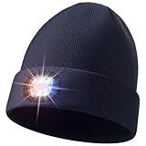 Olulse Unisex Beanie with The Light, Gifts for Men Women Husband Him, USB Rechargeable Headlamp, Winter Knitted Cap, Running Hunting Hiking Camping Gear Blue