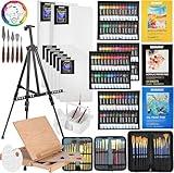 149Pcs Deluxe Artist Painting Set with Aluminum and Beech Wood Easel, 48 Colors Acrylic Paints, 24 Colors Oil Paints, 24 Colors Watercolor Paints,Art Paint Supplies for Artists, Beginner & Adults