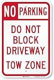 SmartSign - T1-1099-HI_12x18 No Parking - Do Not Block Driveway, Tow Zone Sign By | 12" x 18" 3M High Intensity Grade Reflective Aluminum Red on White