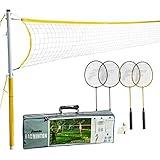 Franklin Sports Badminton Set - Backyard + Beach Badminton Net Set - Rackets and Birdies Included - Portable 4 Player Badminton Game - Family