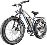 Electric Bike for Adults-1000W Peak Motor Speed Max 32MPH Electric Bike,26" Fat Tires Electric Mountain Bike,48V 20Ah Removable Battery Range 80Miles Electric Bicycle,With Front Suspension/Brakes,