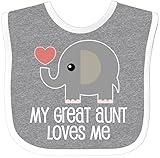 inktastic Great Aunt Loves Me Elephant Baby Bib Heather and White 2df00