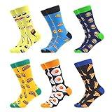 WeciBor Funny Colorful Novelty Patterned Crew Socks, 6 Pack Multicolor Food, Size 9-11